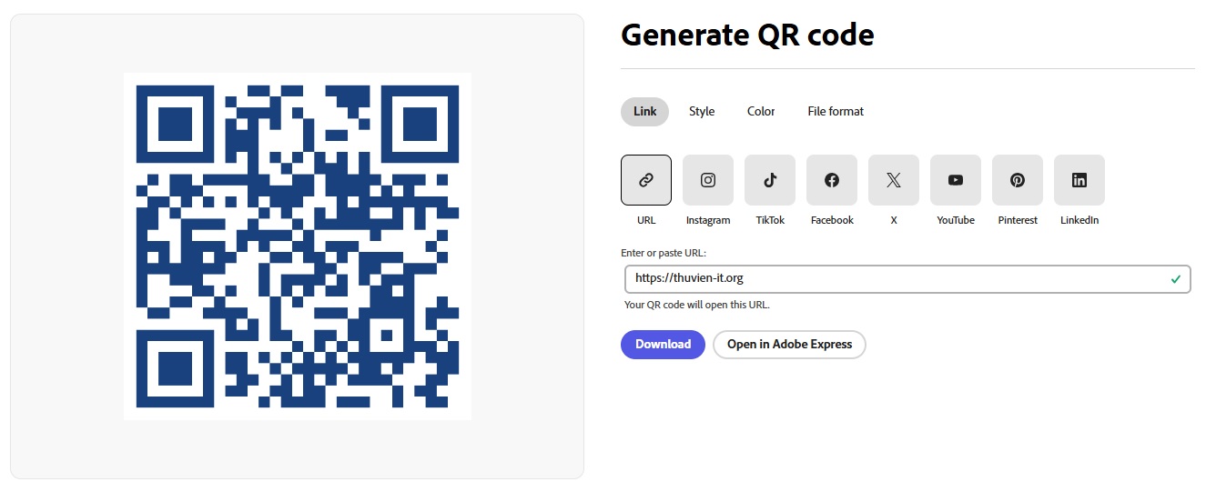 tạo mã qr bằng adobe