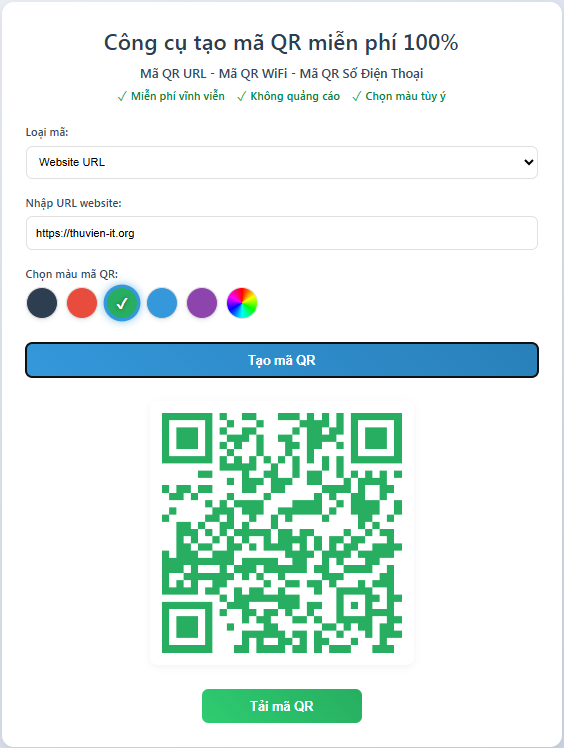 công cụ tạo mã qr miễn phí thư viện it