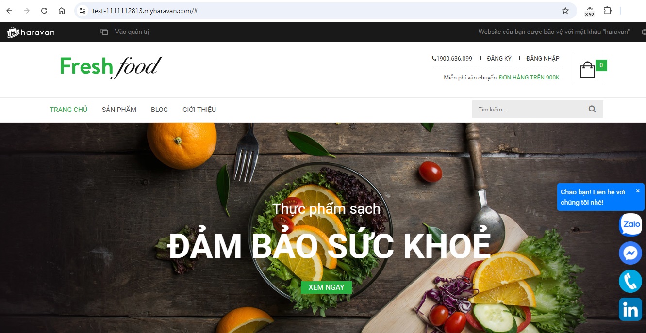 tạo nút liên hệ website haravan